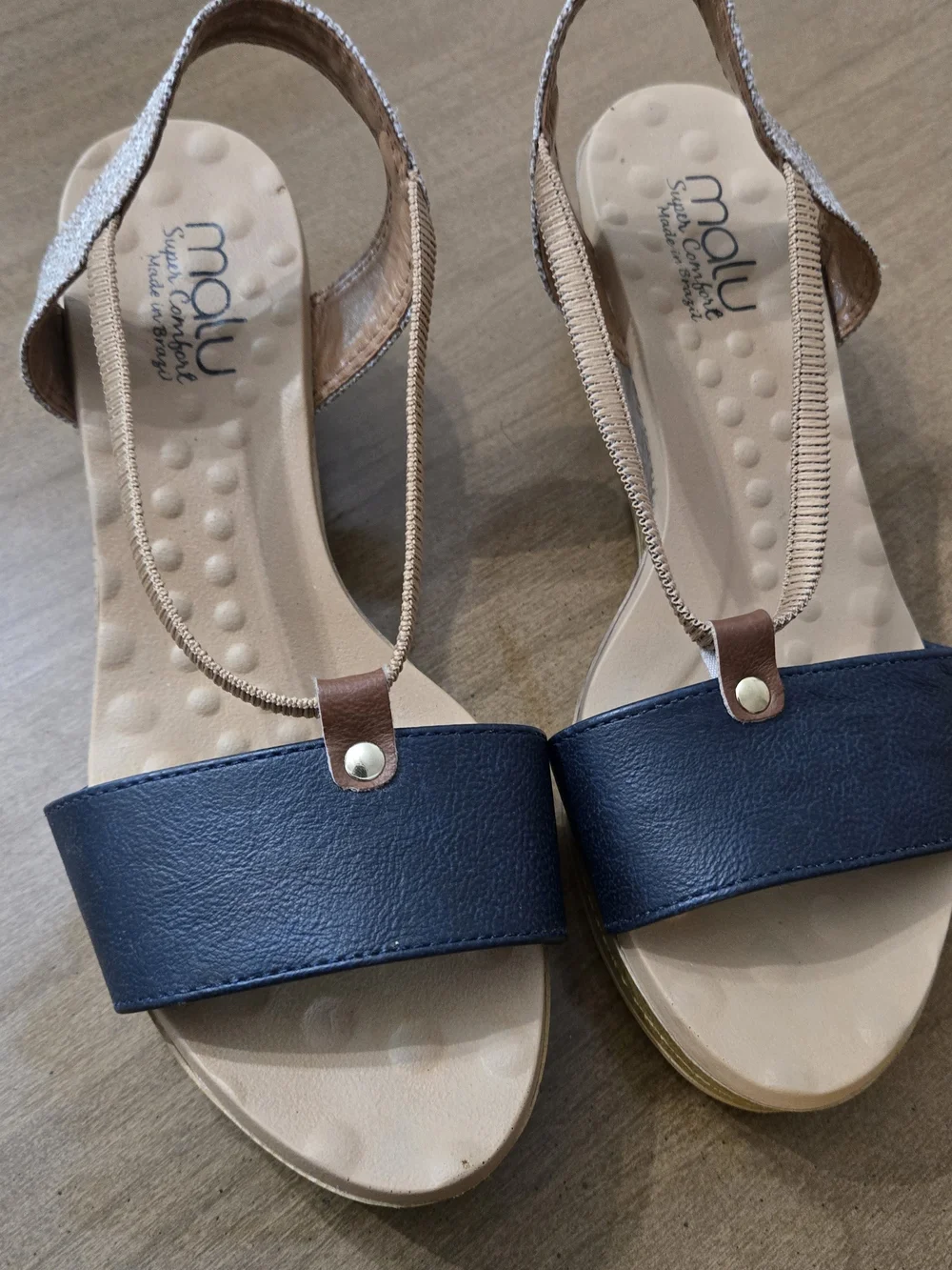 Malu Navy & Tan Slingback Comfort Sandals